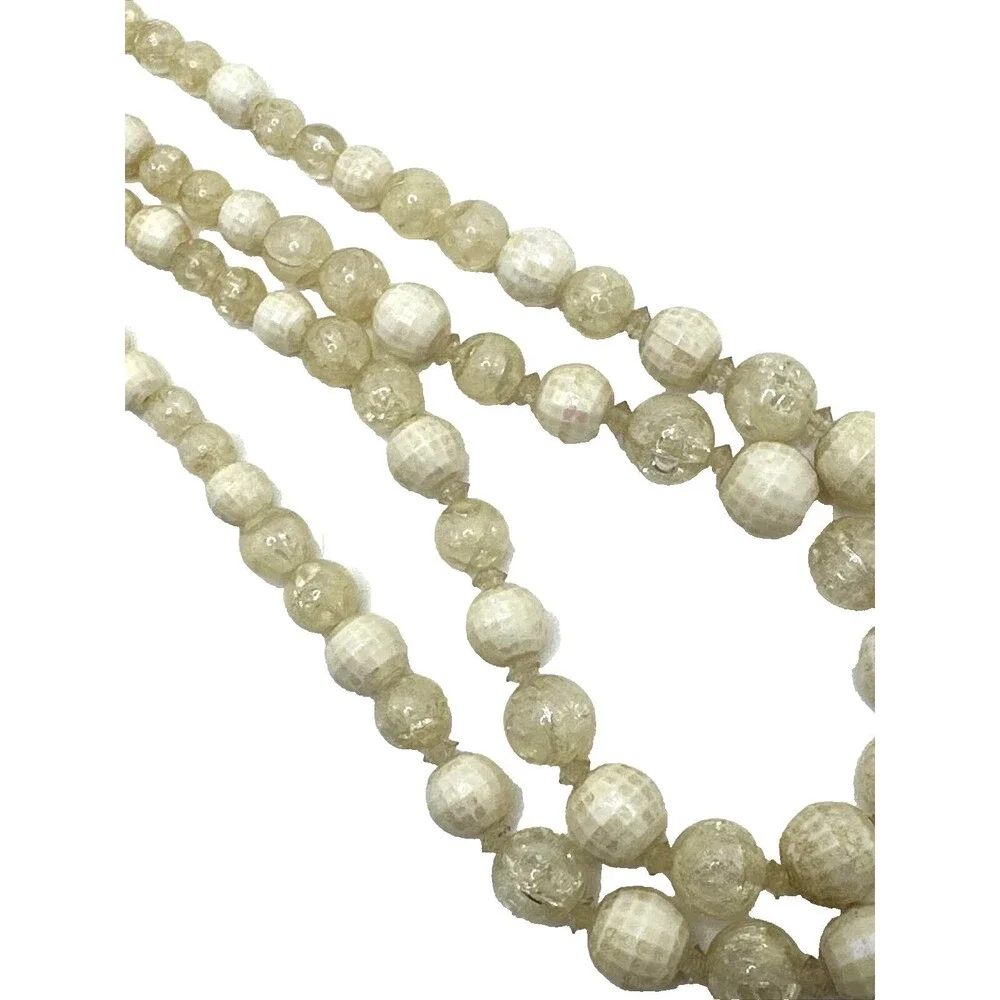 Vintage Coro Lucite Necklace Faceted Bead Cream Ivory Choker 16